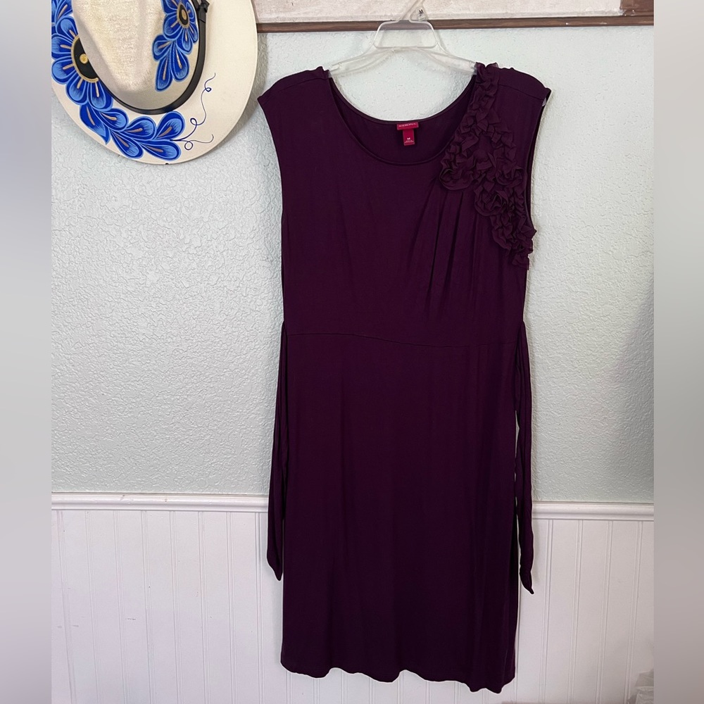 Merona Burgundy Ruffle Detail Cocktail Dress with Tie